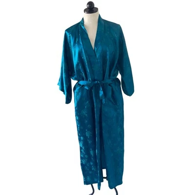 Esme Vintage Womens Robe Size Large Blue Pockets Belt Pockets Pure Silk - Image 1 of 4