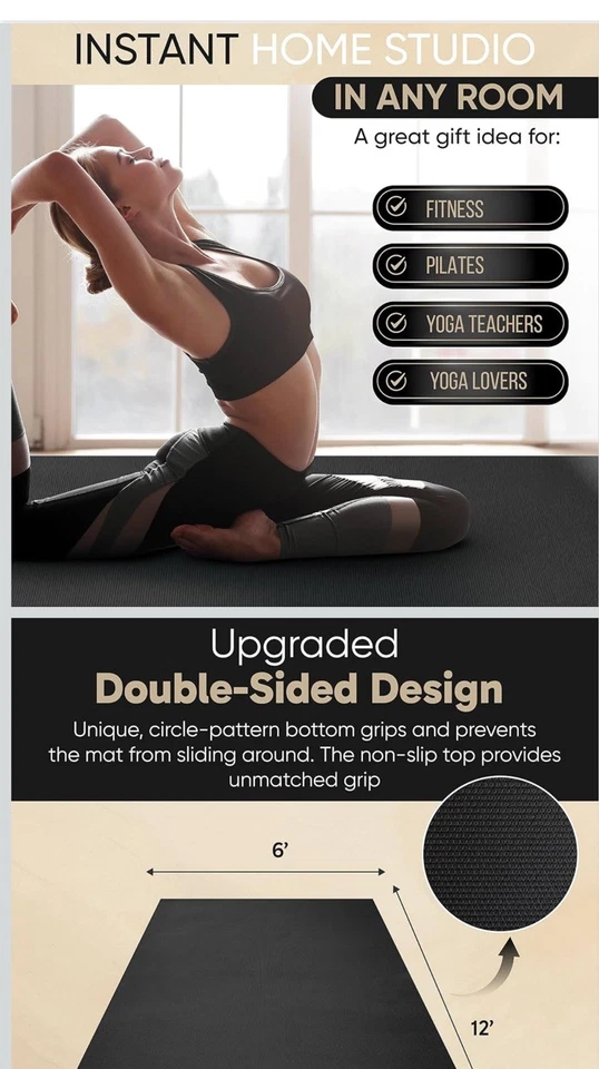 Yo Gorilla 9x6 Premium Yogo Mat para Principiantes Niños y Adultos Negro y Azul Foto 1 de 1