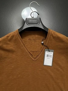Camisa John Varvatos Premium Para Hombre - Doble Corte Crudo Borde - Marrón Siena - Nueva con Etiquetas - Imagen 1 de 15