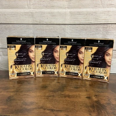 Schwarzkopf Keratin Color & Moisture 1.0 Jet Black Hair Color Absolute Black 4X Foto 1 de 4