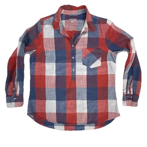 Merona 100% Cotton Red, White & Blue Plaid Shirt L Patriotic Casual Cool Comfy - Picture 1 of 19
