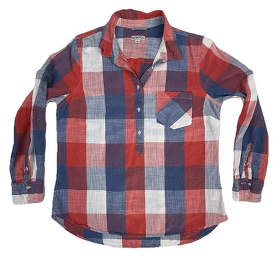 Camisa a Cuadros Merona 100% Algodón Rojo, Blanco y Azul L Patriótica Informal Genial Cómoda Foto 1 de 4