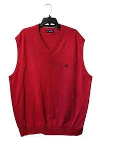 CHAPS Ralph Lauren Sleeveless Knit V-Neck Sweater Vest Red  Pullover Golf 3XXL  - Picture 1 of 4