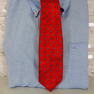 Corbata para el cuello para hombre foulard rojo cachemira floral seda tejida Western Boho Power WEMBLEY Foto 1 de 4