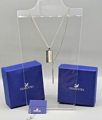 Collar Colgante Swarovski Acero Inoxidable Cristales Negros Ajustable 19"-21" Org. Etiquetas Foto 1 de 4