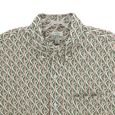 J. CREW 100% Linen SS Shirt Green Red White All Over Pattern Classic Fit MEDIUM - Image 1 of 4