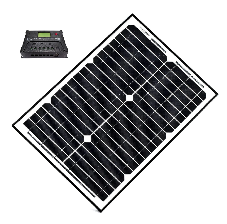 ALEKO 24V 20 Watt Monocrystalline Solar Panel Charging Controller Kit - Image 1 of 4