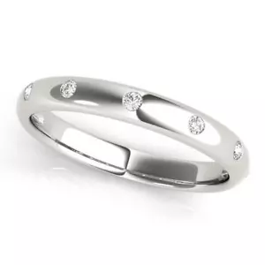 Anillo apilable de oro de 14 quilates con diamantes - Imagen 1 de 7