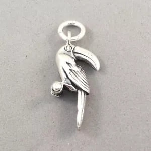 .925 Sterling Silber 3-D Tukan Charm NEU Tropischer Vogel Anhänger 925 BI13 - Bild 1 von 6