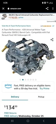 A-Team Performance -428 Universal Weber TypeCarburetor 38X38 2 Barrel... - Imagem 1 de 4