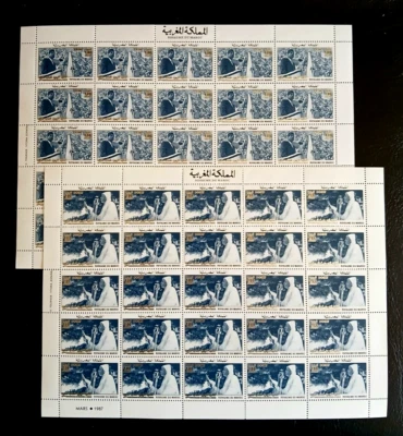 MOROCCO ( 2 ) 1987 FULL MNH COMPLETE SHEETS TOTAL 50 MNH STAMPS - Image 1 of 3