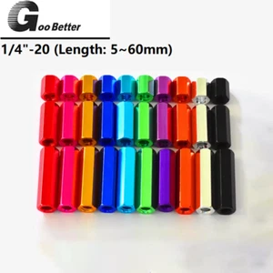 1/4"-20 Spacer Female Thread Pillar Hexagonal Aluminium Stud Standoff Hex Colors - Picture 1 of 9