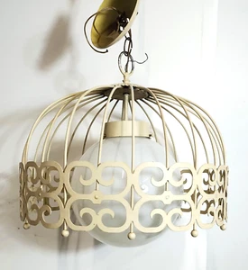 Vintage Mid Century Modern MCM Arthur Umanoff Bird Cage Ceiling Hanging Lamp 15" - Picture 1 of 11