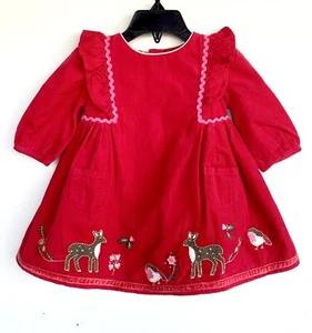 Monsoon London Cord Embroidered Dress 3-6M Appliqué Bird Deer Price $40 - Picture 1 of 11