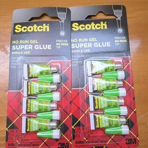 2 packs 3M Scotch No Run Gel Super Glue 0.07oz 4 Single Use Precise No Mess tip - Picture 1 of 1