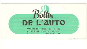 BUVARD 1950's  BOTTIN DE L'AUTO - annuaire du commerce Didot-Bottin, Paris 7 - Picture 1 of 1