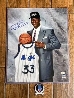 Orlando Magic Shaquille O’Neal Signed 16x20 Draft Day License Photo Beckett Coa - Image 1 of 4