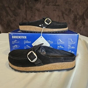 Zoccoli Birkenstock Buckley scamosciati neri taglia 37 donna 6 uomo 4 nuovi con scatola - Foto 1 di 7