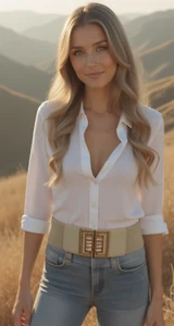 Women Ivory Cream Elastic Fashion Belt Gold Bling Square Metal Buckle Size S M - Picture 1 of 24