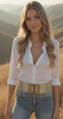 Women Ivory Cream Elastic Fashion Belt Gold Bling Square Metal Buckle Size S M - Image 1 of 4