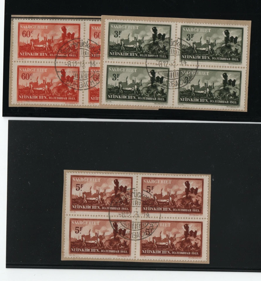 Saar #B44 - #B46 (Michel #168 - #170) Very Fine Used Block Set Each On Piece - Image 1 of 1