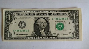 FR.1929L 25 $1 Federal Reserve Note in Sequence Order. 2009-12 Federal District. - Picture 1 of 4