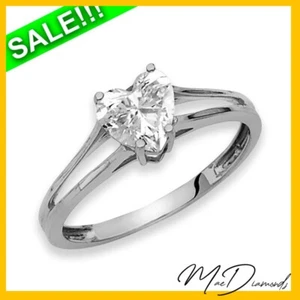 0.75CT Heart Shape Simulated Engagement Ring in 14K White Gold - Picture 1 of 4