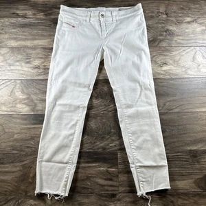 Diesel Jeggings Womens 29 White Jean Denim Pants Livier Ankle Super Slim Raw Hem - Picture 1 of 9