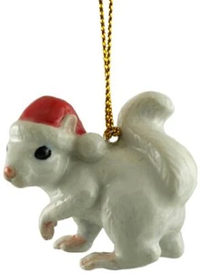 Adorno de Navidad Northern Rose ardilla blanca con sombrero de Santa - Imagen 1 de 6