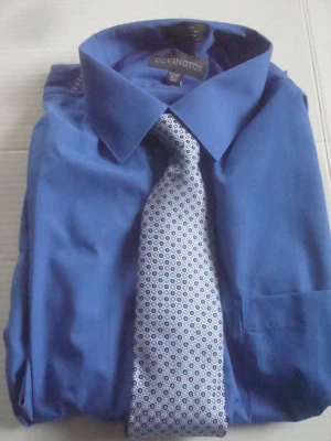 Camisa y corbata para hombre Covington talla mediana fácil cuidado azul Foto 1 de 2