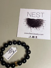 Nest 16mm beads   Black Horn Bead Bracelet 6" stretch NWT