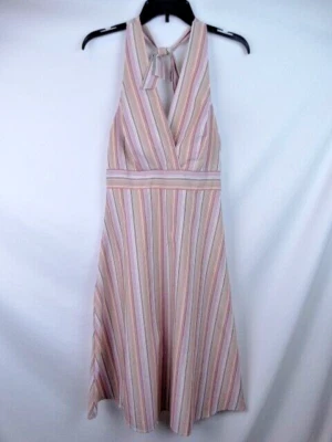 Vestido Gypsies & Moondust Juniors Talla 9 Rosa Rayas Sin Mangas Vestido Halter Foto 1 de 4