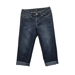 White House Black Market Blanc Jeans Womens Sz 2 Cuffed Crop Low Rise Blue WHBM - Imagen 1 de 10