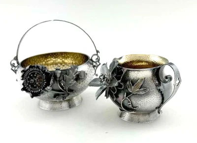 Flores aplicadas CREMA y azúcar esterlina estética SHREVE raras Foto 1 de 4