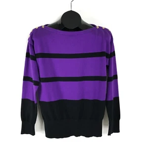 Lauren Ralph Lauren Boatneck Knit Sweater Womens Large Striped Pullover Nautical - Picture 1 of 10