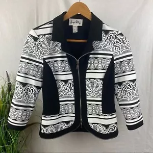 Joseph Ribkoff Zip Up & Down Cropped Print Woven Jacket 8 - Picture 1 of 5