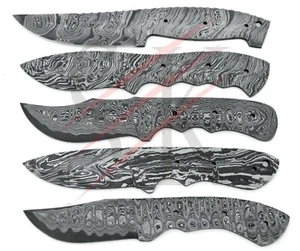 Lote de 5 Cuchillo de Acero Damasco Hojas en Blanco Cuchillo de Caza Hecho a Mano BBL-252 - Imagen 1 de 3