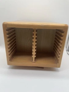Vtg Pocket Wood Rotating Spinning 40 CD DVD Holder Carousel Storage Rack Wooden - Picture 1 of 7