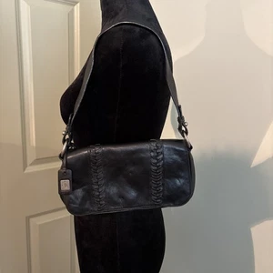 Mini cartera de cuero Ralph Lauren negra con herrajes plateados - Imagen 1 de 5