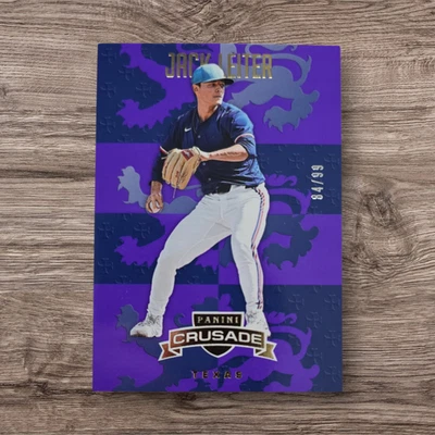 Panini Crusader Jack Leiter 2025 ~ púrpura /99 #57 Rangers SP Foto 1 de 2