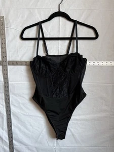 Shenhe Damen schwarzer Spitzen Cami Body - transparentes Netz - Größe Large - Bild 1 von 8
