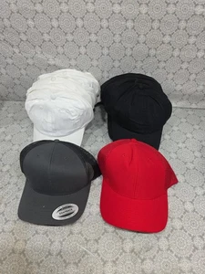 24-Blank Hat Lot 12 White 10 Black 1 Dk. Gray 1 Red Snapback Hook&Loop Baja Fit - Picture 1 of 10
