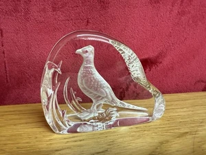 Pisapapeles de vidrio transparente vintage - con faisán de 3,5 pulgadas de alto x 4,5 pulgadas - Imagen 1 de 9