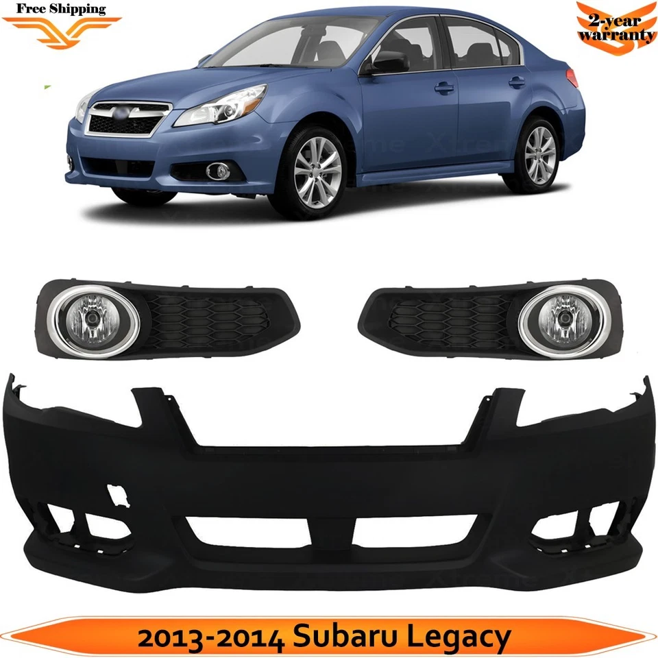 Front Bumper Cover Primed Plastic & Fog Lights Kit For 2013-2014 Subaru Legacy Foto 1 de 4