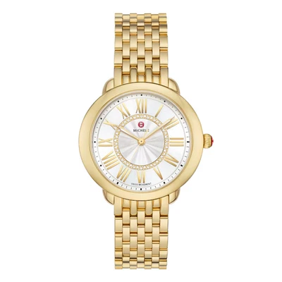 Michele Serein Mid Diamond Dial Yellow Gold Plated Watch MWW21B000160 - Image 1 of 4