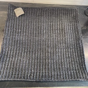 NWT! Restoration Hardware BLACK SUEDE Knit Leather Pillow Cover Sham 22" Zip - Picture 1 of 5