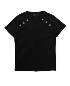 BALMAIN NIÑAS SS CAMISETA BOTONES NEGRO BT8A01 930OR - Imagen 1 de 1
