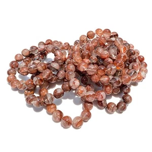 Pulsera elástica de cuarzo rosa del Himalaya - Cuentas de cristal de piedra de amor natural - Imagen 1 de 8