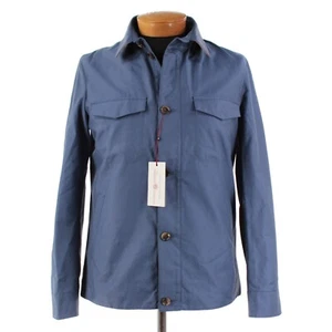 Sobrecamisa Luciano Barbera Nueva con Etiquetas Mezcla de Algodón Talla 50 (M EE. UU.) en Azul Sólido - Imagen 1 de 13