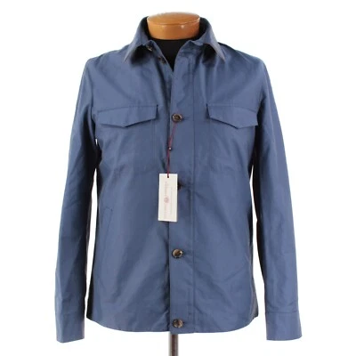 Sobrecamisa Luciano Barbera Nueva con Etiquetas Mezcla de Algodón Talla 50 (M EE. UU.) en Azul Sólido Foto 1 de 4